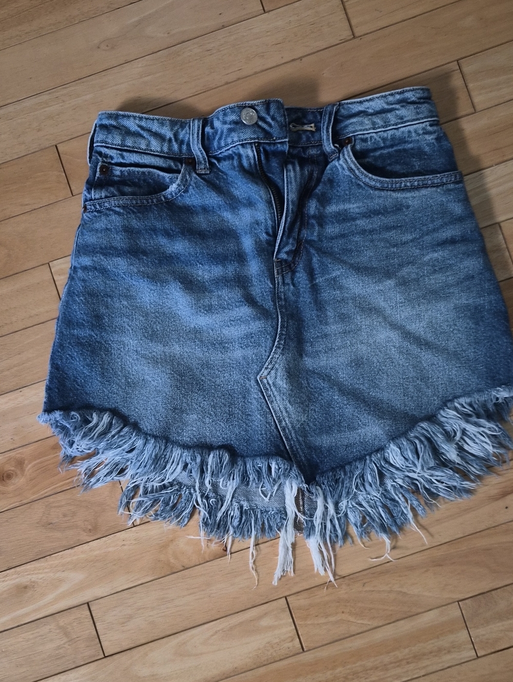 We The Free Distressed Denim Mini Skirt - Blue